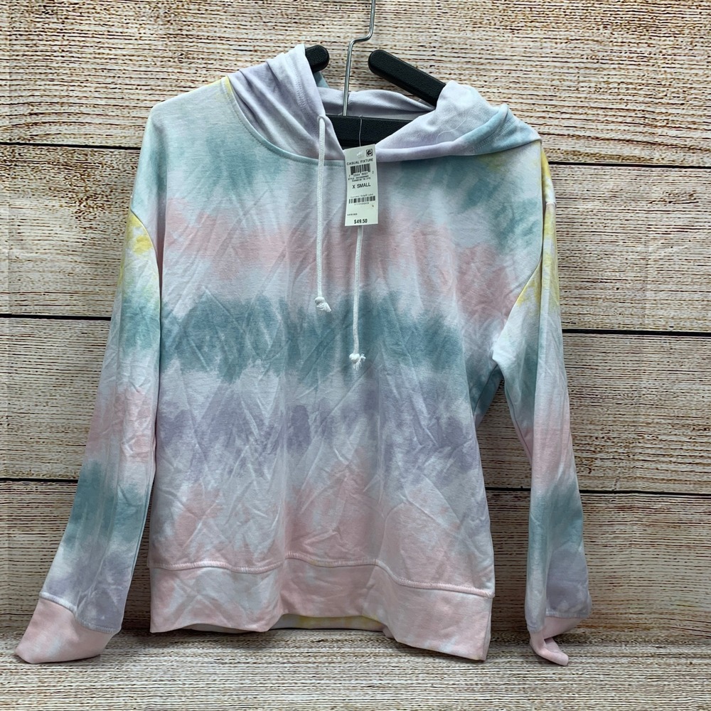 Jenni Intimates Tie Dye Hoodie Pullover Rainbow‎ Pastel Casual [Size XS]